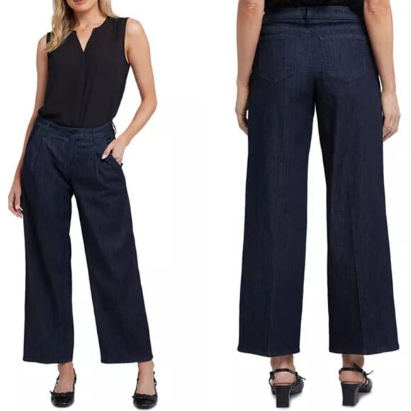 NYDJ Teresa Ankle Wide Leg Jeans with Pleats in Rinse Women's Plus Size 22W - Picture 1 of 16